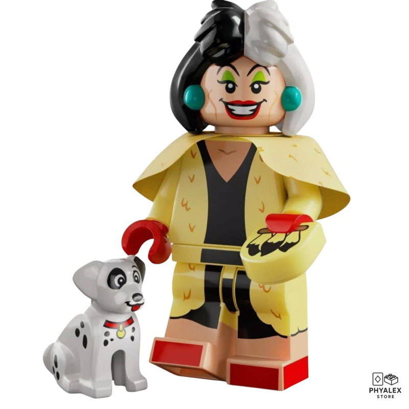 Bold, stylish, and unforgettable — Cruella de Vil from 101 Dalmatians comes dressed in her iconic black-and-white ensemble.