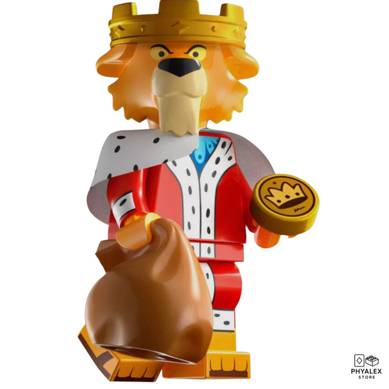 The villainous lion from Robin Hood, Prince John includes royal details that perfectly reflect his greedy and comedic personality. 