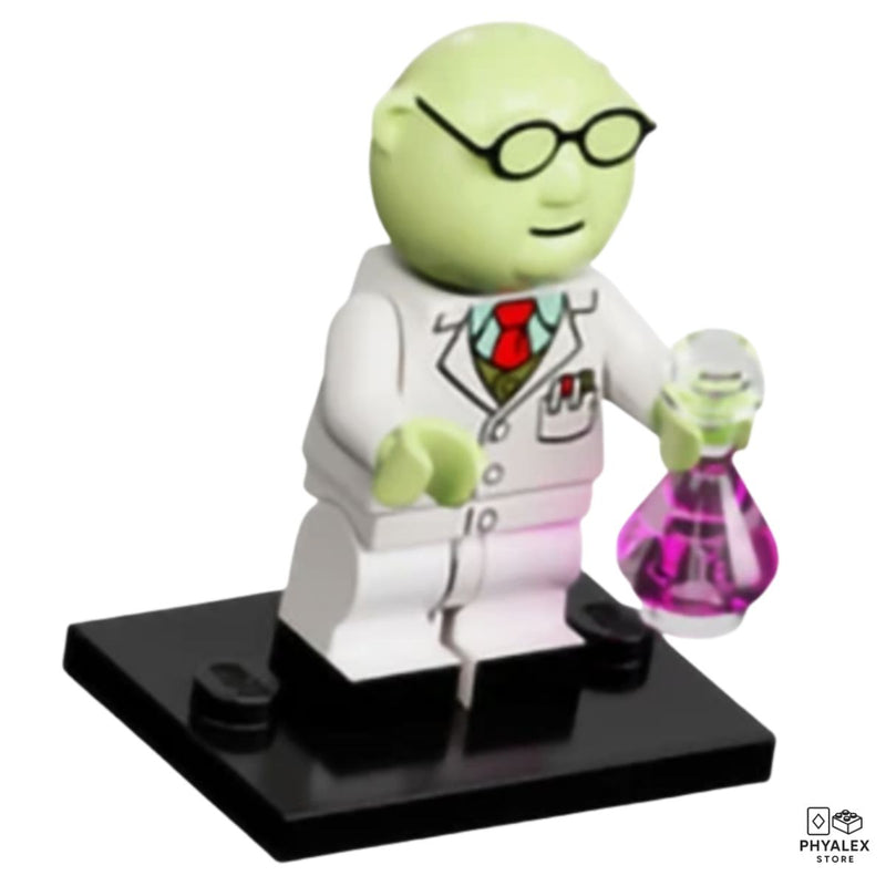The eccentric scientist Dr. Bunsen Honeydew appears with his lab-ready look and curious expression. 