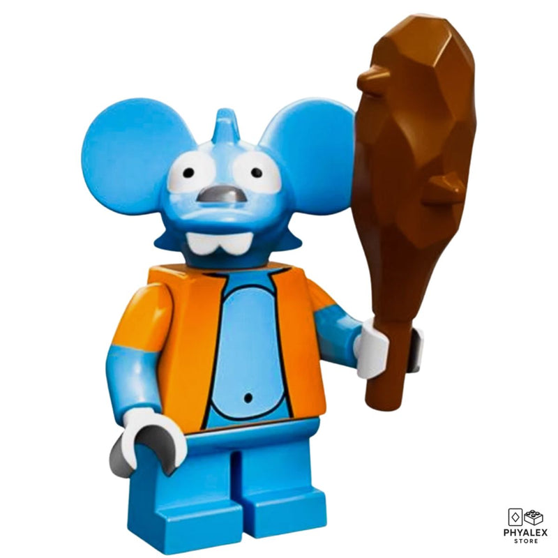One half of the violent cartoon duo from The Itchy & Scratchy Show, Itchy appears as a classic cartoon-style minifigure with exaggerated features.