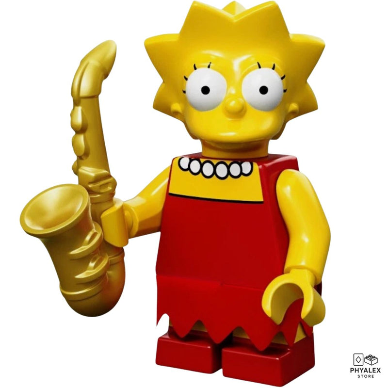 Smart, thoughtful, and musical, Lisa Simpson includes her signature red dress and saxophone. 