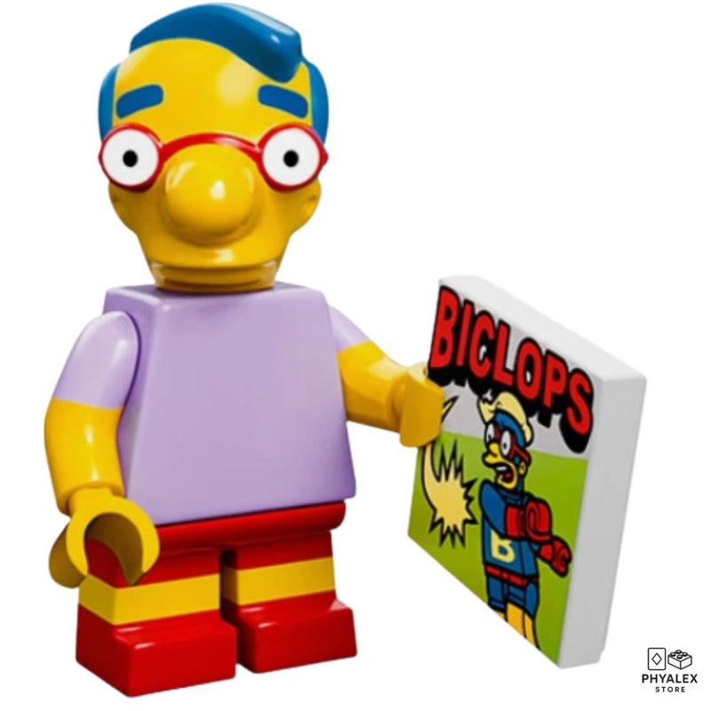 Bart’s loyal best friend, Milhouse features his oversized glasses and nervous charm. 