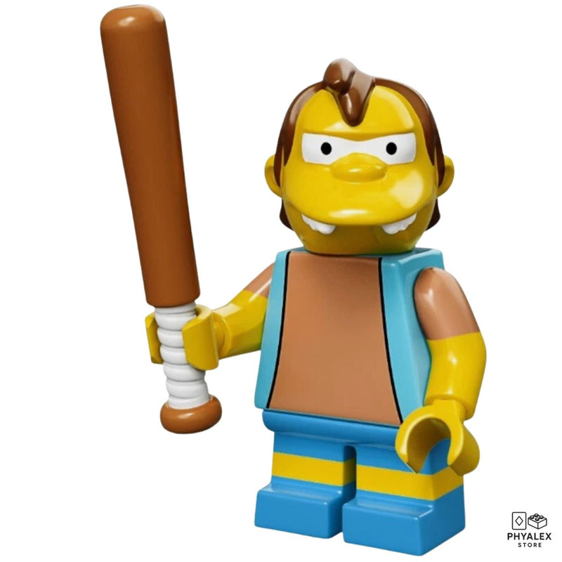 Springfield’s classic school bully, Nelson Muntz is instantly recognizable with his tough-guy attitude and signature look.